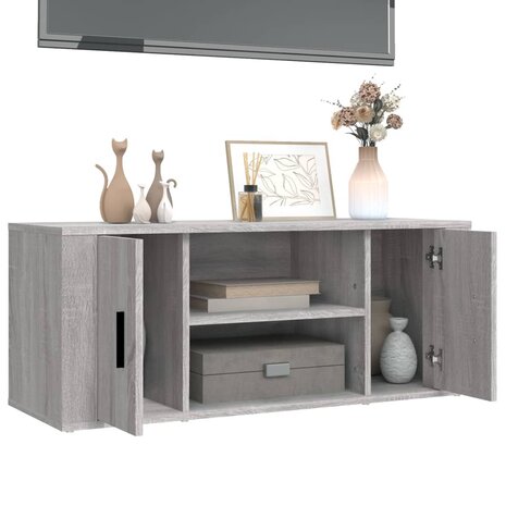 Tv-meubel 100x35x40 cm bewerkt hout grijs sonoma eikenkleurig 4