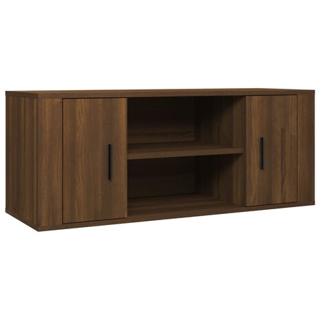 Tv-meubel 100x35x40 cm bewerkt hout bruin eikenkleur 2