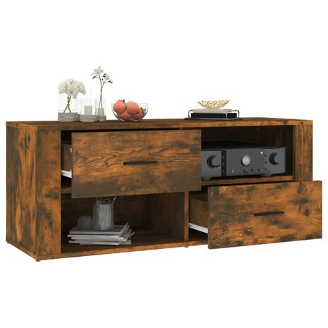 Tv-meubel 100x35x40 cm bewerkt hout gerookt eikenkleurig 5