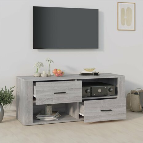 Tv-meubel 100x35x40 cm bewerkt hout grijs sonoma eikenkleurig 3