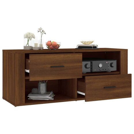 Tv-meubel 100x35x40 cm bewerkt hout bruin eikenkleur 5