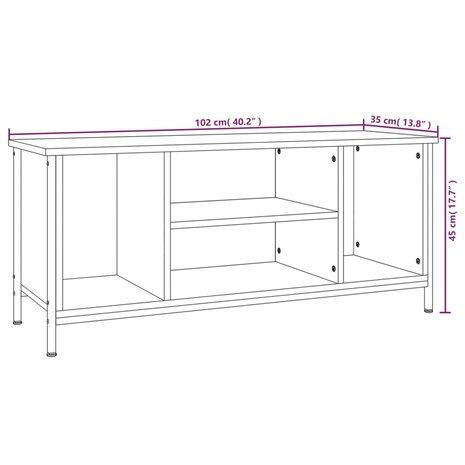 Tv-meubel 102x35x45 cm bewerkt hout gerookt eikenkleurig 9