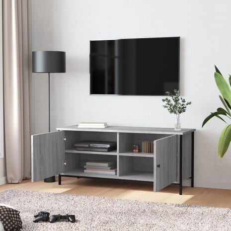 Tv-meubel 102x35x45 cm bewerkt hout grijs sonoma eikenkleurig 3