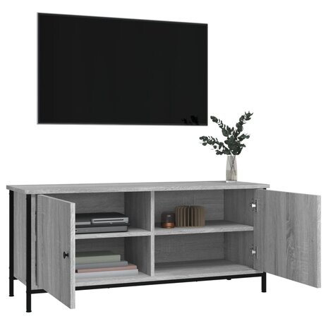 Tv-meubel 102x35x45 cm bewerkt hout grijs sonoma eikenkleurig 4