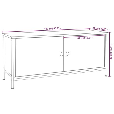 Tv-meubel 102x35x45 cm bewerkt hout grijs sonoma eikenkleurig 10