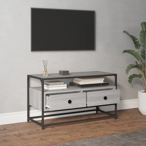 Tv-meubel 80x35x45 cm bewerkt hout grijs sonoma eikenkleurig 3