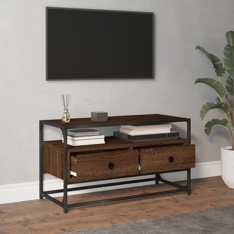 Tv-meubel 80x35x45 cm bewerkt hout bruin eikenkleur 3