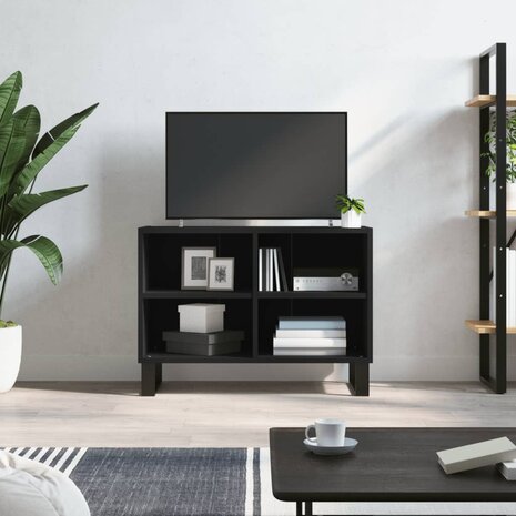 Tv-meubel 69,5x30x50 cm bewerkt hout zwart 1