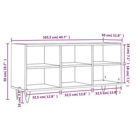 Tv-meubel 103,5x30x50 cm bewerkt hout zwart 9