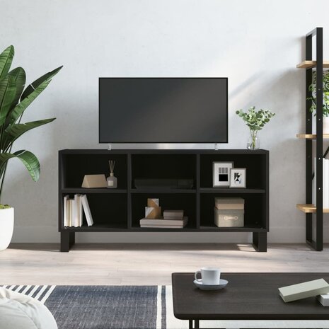 Tv-meubel 103,5x30x50 cm bewerkt hout zwart 1