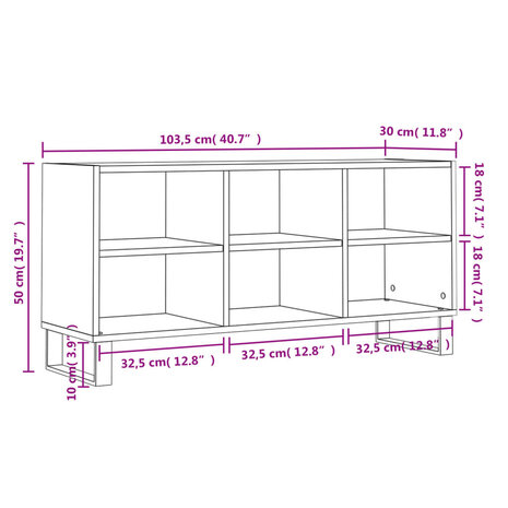 Tv-meubel 103,5x30x50 cm bewerkt hout zwart 9