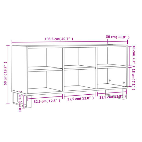 Tv-meubel 103,5x30x50 cm bewerkt hout betongrijs 9