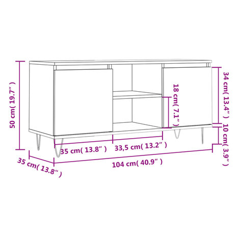 Tv-meubel 104x35x50 cm bewerkt hout wit 11