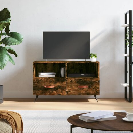 Tv-meubel 80x36x50 cm bewerkt hout gerookt eikenkleurig 1