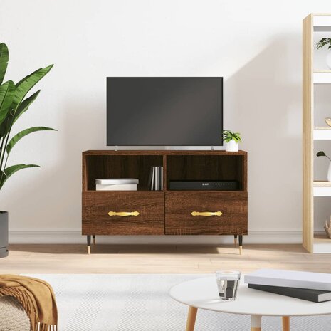 Tv-meubel 80x36x50 cm bewerkt hout bruin eikenkleur 1