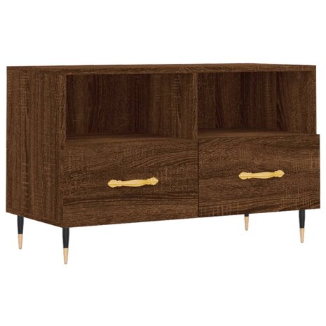 Tv-meubel 80x36x50 cm bewerkt hout bruin eikenkleur 2