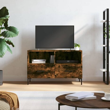 Tv-meubel 80x36x50 cm bewerkt hout gerookt eikenkleurig 1