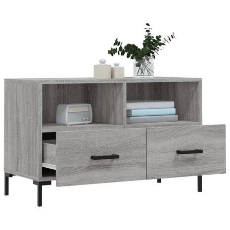 Tv-meubel 80x36x50 cm bewerkt hout grijs sonoma eikenkleurig 4