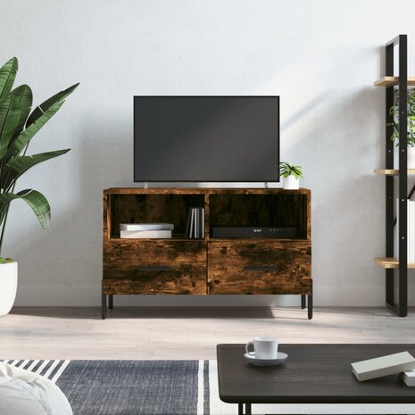 Tv-meubel 80x36x50 cm bewerkt hout gerookt eikenkleurig 1