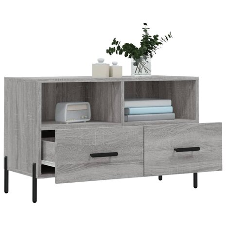 Tv-meubel 80x36x50 cm bewerkt hout grijs sonoma eikenkleurig 4