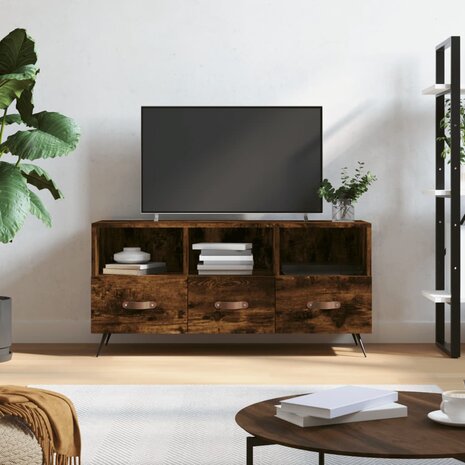 Tv-meubel 102x36x50 cm bewerkt hout gerookt eikenkleurig 1