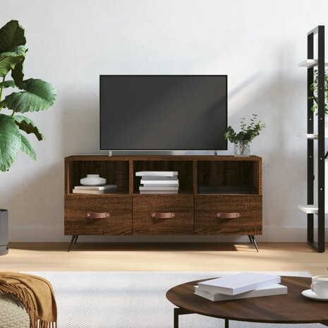 Tv-meubel 102x36x50 cm bewerkt hout bruin eikenkleur 1