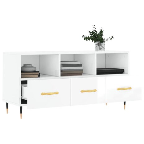 Tv-meubel 102x36x50 cm bewerkt hout hoogglans wit 4