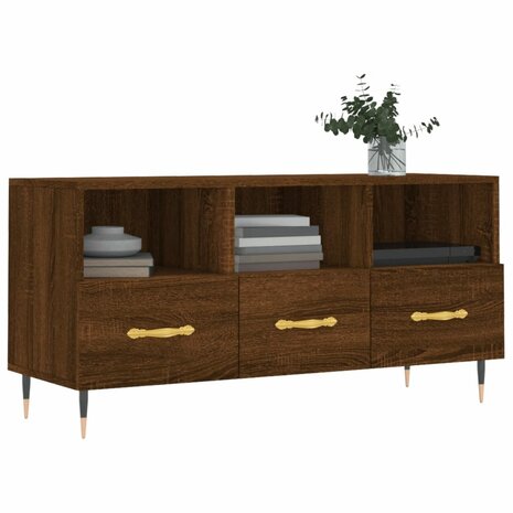 Tv-meubel 102x36x50 cm bewerkt hout bruin eikenkleur 3