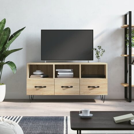 Tv-meubel 102x36x50 cm bewerkt hout sonoma eikenkleurig 1