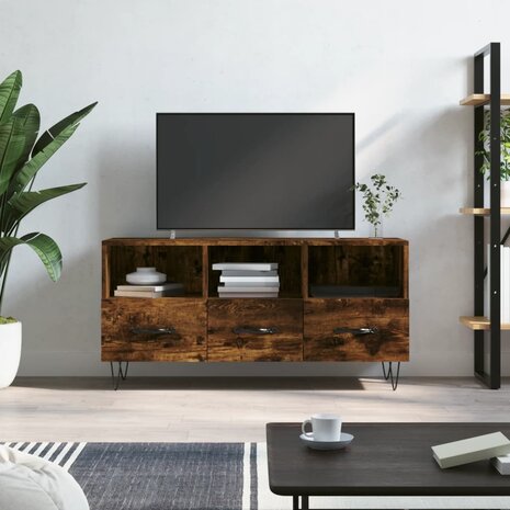 Tv-meubel 102x36x50 cm bewerkt hout gerookt eikenkleurig 1