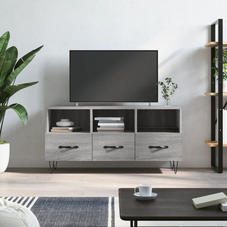 Tv-meubel 102x36x50 cm bewerkt hout grijs sonoma eikenkleurig 1