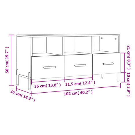 Tv-meubel 102x36x50 cm bewerkt hout zwart 12