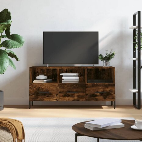 Tv-meubel 102x36x50 cm bewerkt hout gerookt eikenkleurig 1