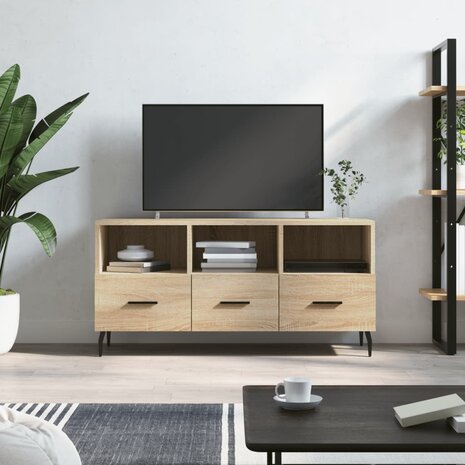 Tv-meubel 102x36x50 cm bewerkt hout sonoma eikenkleurig 1