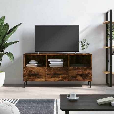 Tv-meubel 102x36x50 cm bewerkt hout gerookt eikenkleurig 1