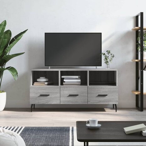 Tv-meubel 102x36x50 cm bewerkt hout grijs sonoma eikenkleurig 1