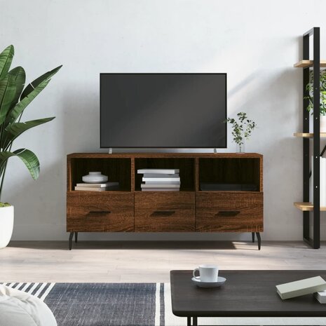 Tv-meubel 102x36x50 cm bewerkt hout bruin eikenkleur 1