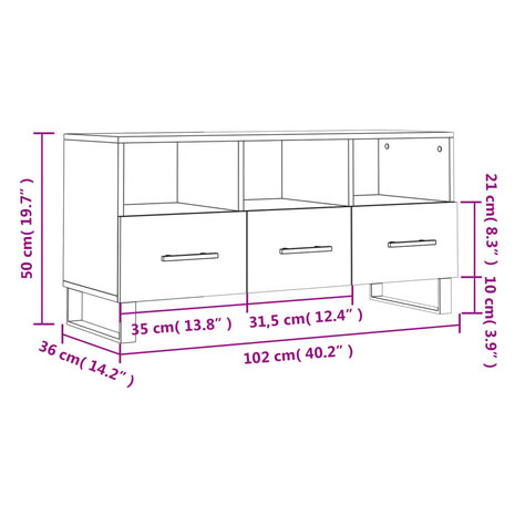 Tv-meubel 102x36x50 cm bewerkt hout wit 12