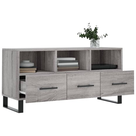 Tv-meubel 102x36x50 cm bewerkt hout grijs sonoma eikenkleurig 4