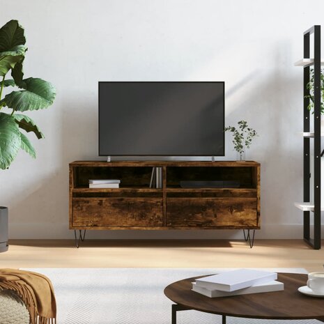 Tv-meubel 100x34,5x44,5 cm bewerkt hout gerookt eikenkleurig 1