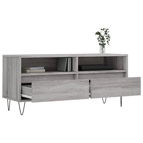 Tv-meubel 100x34,5x44,5 cm bewerkt hout grijs sonoma eikenkleur 4