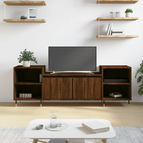 Tv-meubel 160x35x55 cm bewerkt hout bruin eikenkleur 1