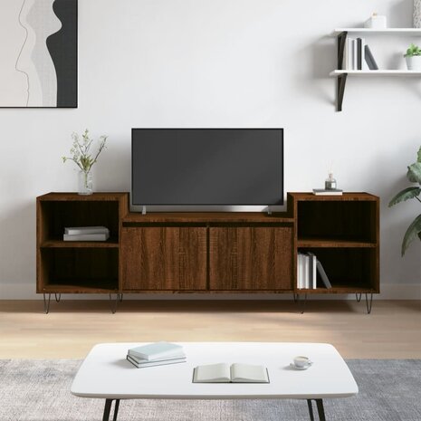 Tv-meubel 160x35x55 cm bewerkt hout bruin eikenkleur 1