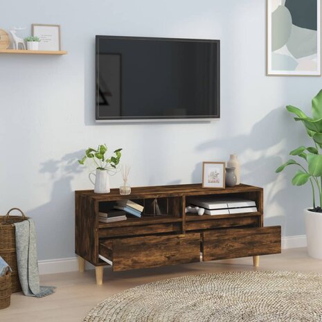 Tv-meubel 100x34,5x44,5 cm bewerkt hout gerookt eikenkleurig 3