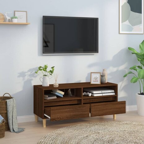 Tv-meubel 100x34,5x44,5 cm bewerkt hout bruin eikenkleur 3