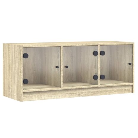 Tv-meubel met glazen deuren 102x37x42 cm sonoma eikenkleurig 2