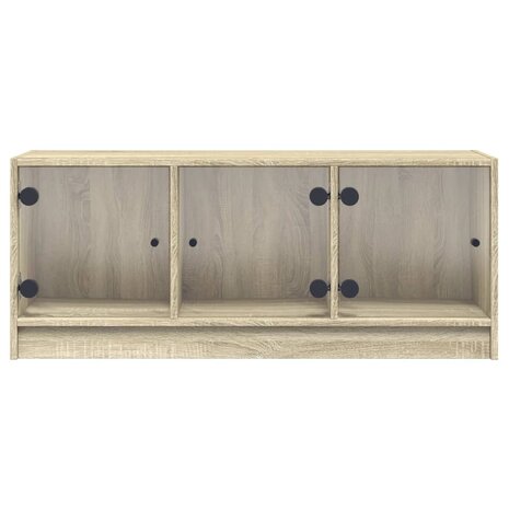 Tv-meubel met glazen deuren 102x37x42 cm sonoma eikenkleurig 6