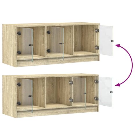 Tv-meubel met glazen deuren 102x37x42 cm sonoma eikenkleurig 10