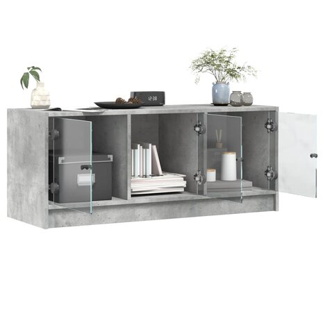 Tv-meubel met glazen deuren 102x37x42 cm betongrijs 5