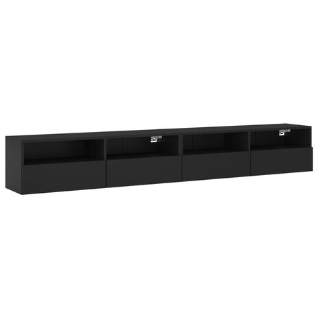 Tv-wandmeubels 2 st 100x30x30 cm bewerkt hout zwart 2